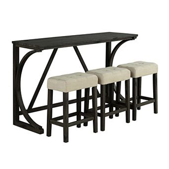 4 pc 36 in H Bar Table Set with 3-Stools and USB Charging Portsand USB Charging Ports