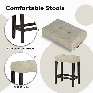 4-Piece 36 in. H Bar Table Set with 3-Stools and USB Charging Portsand USB Charging Ports