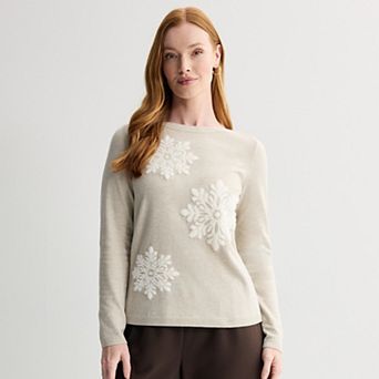 Women's Croft & Barrow® Snowflake Boatneck Sweater