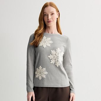 Women's Croft & Barrow® Snowflake Boatneck Sweater