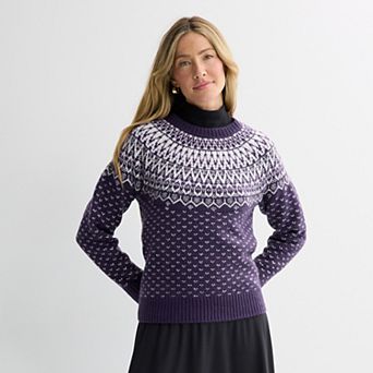 Women's Croft & Barrow® Raglan Sleeve Fair Isle Pullover Sweater