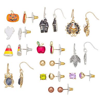 Napier 12-Pair Fall Themed Earring Set