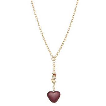 Emberly Gold Tone Heart Pendant Y Necklace