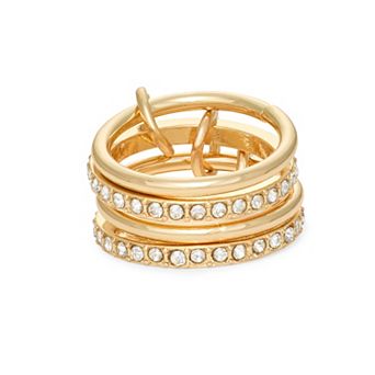 Emberly Gold Tone Polished Stackable Rings 3 pc Set