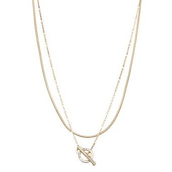 Emberly Gold Tone Toggle Delicate Necklace