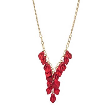 Emberly Gold Tone Frontal Petal Charms Necklace