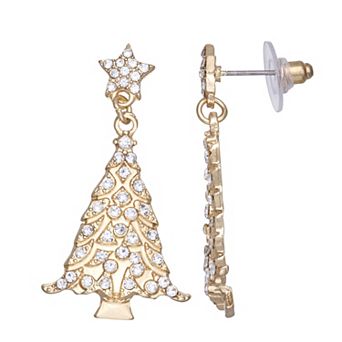 Emberly Gold Tone Christmas Tree Dangle Earrings