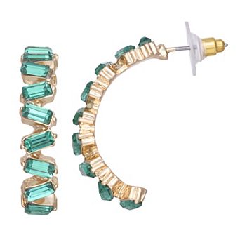 Emberly Gold Tone Jagged Stones Hoop Earrings