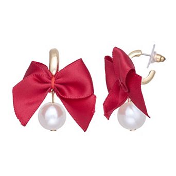 Emberly Gold Tone Bow Hoop Earrings