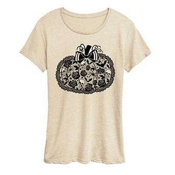 Women's Coquette Lace Pumpkin Bow Graphic Tee