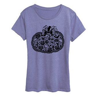 Women's Coquette Lace Pumpkin Bow Graphic Tee