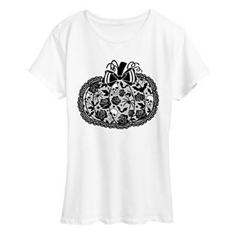 Women's Coquette Lace Pumpkin Bow Graphic Tee