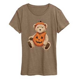 Women's Pumpkin Teddy Bear Graphic Tee