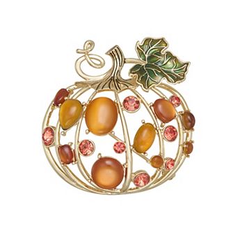 Napier Gold Tone Pumpkin Pin