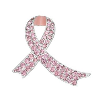 Napier Silver Tone Pink Ribbon Pin