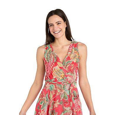 Women's R&M Richards Floral Metallic Chiffon Hi-Lo Wrap Dress