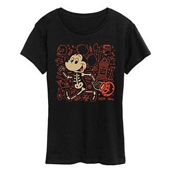 Women's Disney's Mickey Mouse Skeleton Graphic Tee