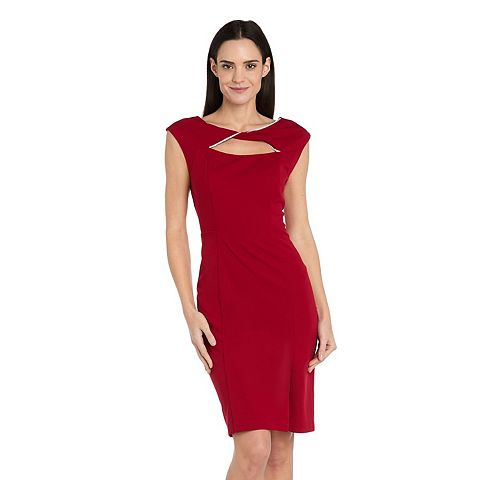 Женские платья R&M Women's R&M Richards Rhinestone Twist Front Sheath Dress