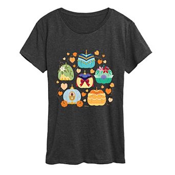 Women's Disney Princess Halloween Pumpkin Grid Graphic Tee