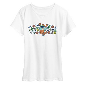 Women's Disney's Lilo & Stitch Pumpkin Florals Graphic Tee