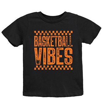 Basketball Vibes Checkered Distressed - Youth Short Sleeve Graphic T-Shirt