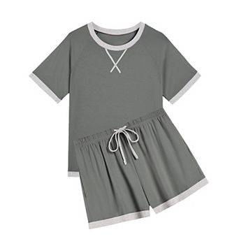 Ekouaer Pajamas for Women Short Sleeve Pjs Sets Crewneck Tops and Shorts Two Piece Lounge