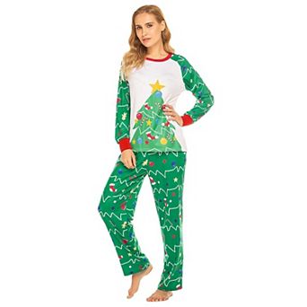 Ekouaer Christmas Pajama for Family Matching Pjs Sets Xmas Tree Pajamas Family Cute Women Teens