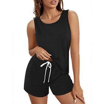 Ekouaer Womens Cotton Pajamas Tank Pj Shorts Set Sleepwear Two Piece Lounge Casual Nightwear