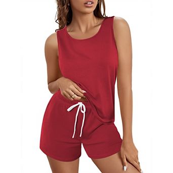 Ekouaer Womens Cotton Pajamas Tank Pj Shorts Set Sleepwear Two Piece Lounge Casual Nightwear
