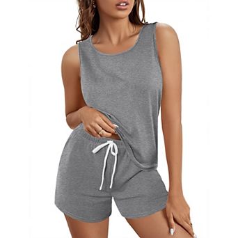 Ekouaer Womens Cotton Pajamas Tank Pj Shorts Set Sleepwear Two Piece Lounge Casual Nightwear