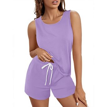 Ekouaer Womens Cotton Pajamas Tank Pj Shorts Set Sleepwear Two Piece Lounge Casual Nightwear