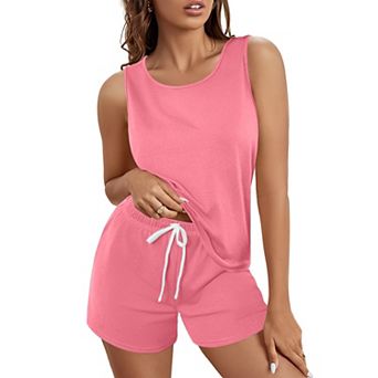 Ekouaer Womens Cotton Pajamas Tank Pj Shorts Set Sleepwear Two Piece Lounge Casual Nightwear
