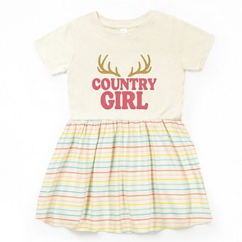 Country Girl Antlers Puff Print - Toddler Graphic Dress