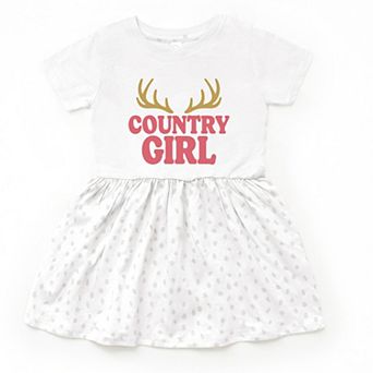 Country Girl Antlers Puff Print - Toddler Graphic Dress