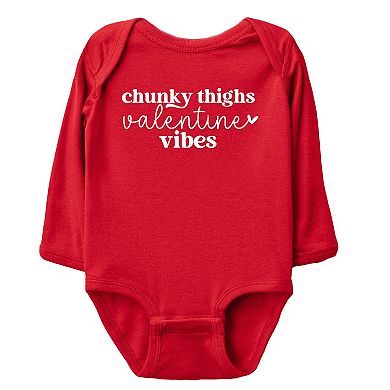 Chunky Thighs Valentine Vibes - Baby Long Sleeve Bodysuit
