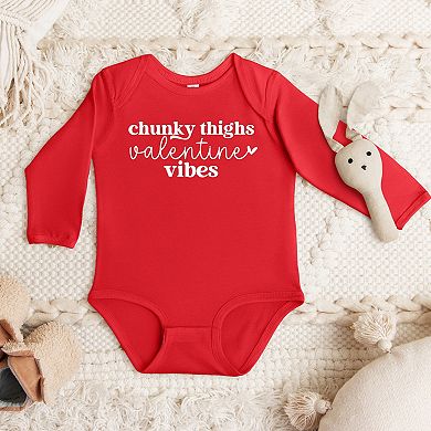Chunky Thighs Valentine Vibes - Baby Long Sleeve Bodysuit