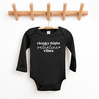Chunky Thighs Valentine Vibes - Baby Long Sleeve Bodysuit