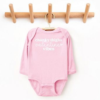 Chunky Thighs Valentine Vibes - Baby Long Sleeve Bodysuit