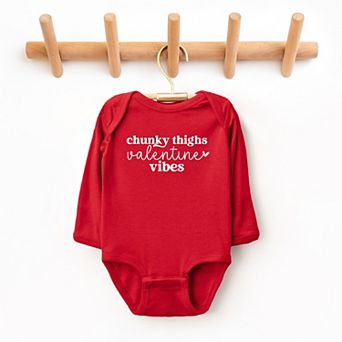 Chunky Thighs Valentine Vibes - Baby Long Sleeve Bodysuit