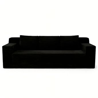 Lufeiya Modular L Shaped Floor Sectional Sofa Set, Corduroy Upholstery, No Assembly Couch in a Box