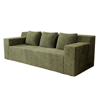 Lufeiya Modular L Shaped Floor Sectional Sofa Set, Corduroy Upholstery, No Assembly Couch in a Box