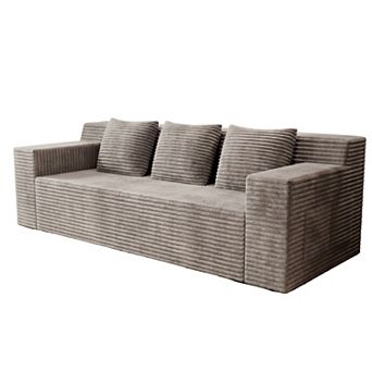 Lufeiya Modular L Shaped Floor Sectional Sofa Set, Corduroy Upholstery, No Assembly Couch in a Box