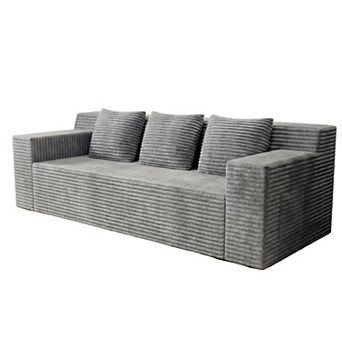 Lufeiya Modular L Shaped Floor Sectional Sofa Set, Corduroy Upholstery, No Assembly Couch in a Box