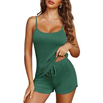 Ekouaer Pajama Sets for Women Lingerie Soft Pjs Two Piece Set U Neck Adjustable Strap Nightwear