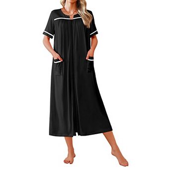 Ekouaer Zipper Robes for Women Bathrobe Soft Lightweight Housecoat Full Length Nightgown