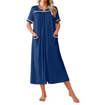 Ekouaer Zipper Robes for Women Bathrobe Soft Lightweight Housecoat Full Length Nightgown