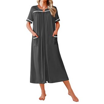 Ekouaer Zipper Robes for Women Bathrobe Soft Lightweight Housecoat Full Length Nightgown