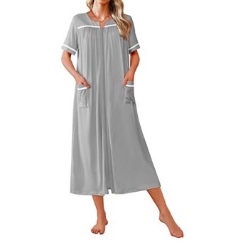 Ekouaer Zipper Robes for Women Bathrobe Soft Lightweight Housecoat Full Length Nightgown