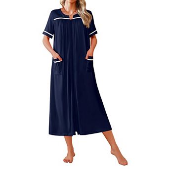 Ekouaer Zipper Robes for Women Bathrobe Soft Lightweight Housecoat Full Length Nightgown