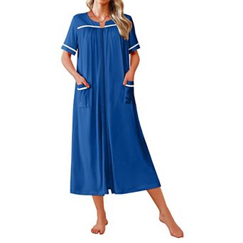 Ekouaer Zipper Robes for Women Bathrobe Soft Lightweight Housecoat Full Length Nightgown